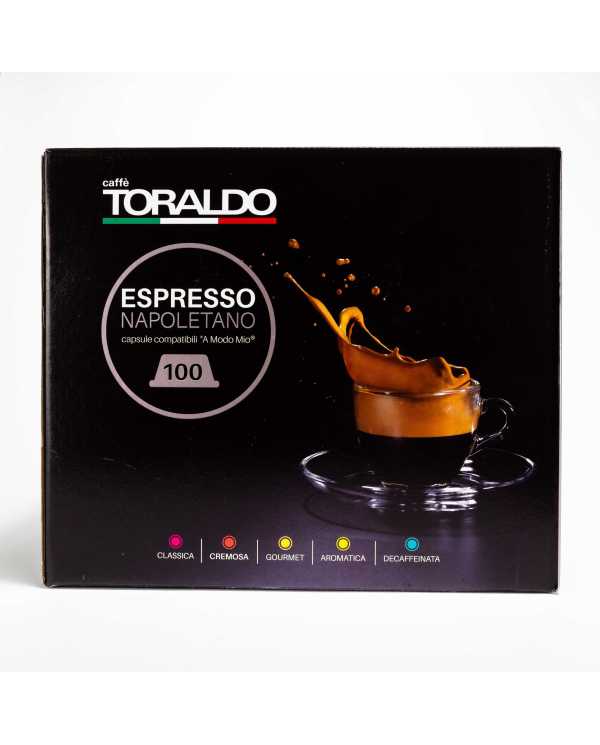 CAFFÈ TORALDO Espresso Napoletano Miscela Classica Compatibile Con A Modo Mio 100 Capsule  Caffè Toraldo