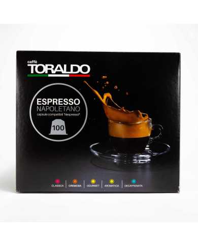 CAFFÈ TORALDO Espresso Napoletano Miscela Decaffeinata Compatibile Con Nespresso 100 Capsule  Caffè Toraldo
