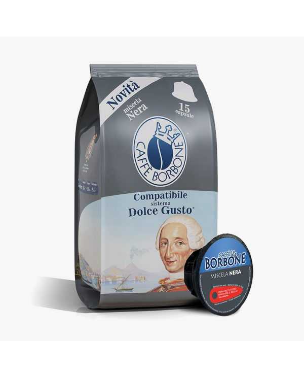 CAFFÈ BORBONE Miscela Nera Compatibile Con Nescafé Dolce Gusto 15 Capsule  Caffè Borbone