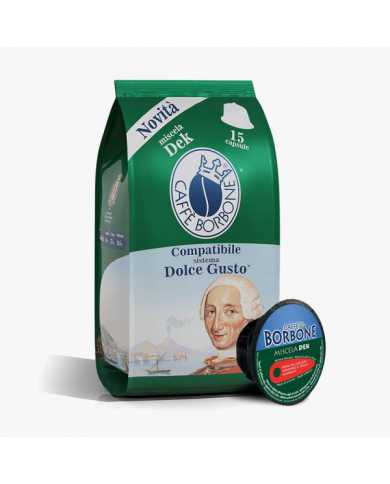 CAFFÈ BORBONE Miscela Dek Compatibile Con Nescafé Dolce Gusto 15 Capsule  Caffè Borbone