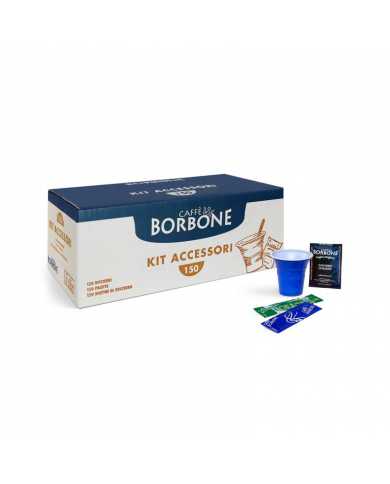 CAFFÈ BORBONE Kit Accessori 150 Bicchieri 150 Palette 150 Bustine Di Zucchero  Caffè Borbone