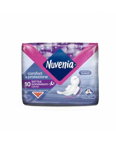 NUVENIA Comfort & Protezione Assorbente Sottile Goodnight Con Ali Flusso Molto Abbondante 10 Pezzi 980912606 Nuvenia