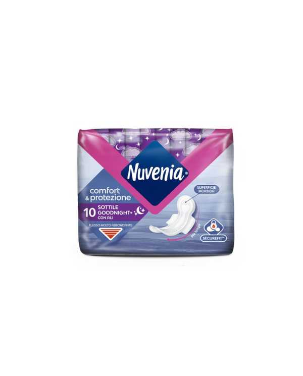 NUVENIA Comfort & Protezione Assorbente Sottile Goodnight Con Ali Flusso Molto Abbondante 10 Pezzi 980912606 Nuvenia