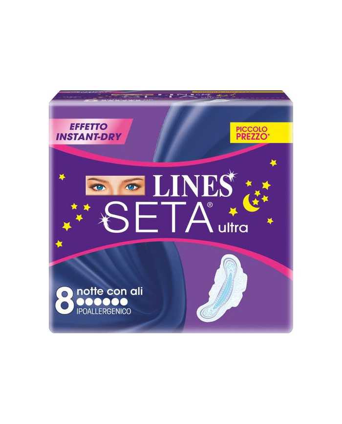 LINES Seta Ultra Assorbente Notte Con Ali 8 Pezzi  Lines
