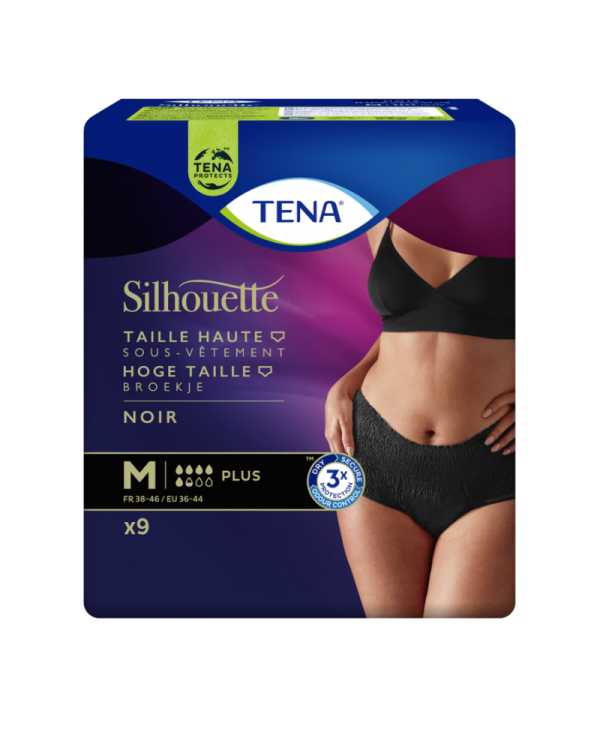 TENA Silhouette Noir Mutandine Assorbenti A Vita Alta Plus M 9 Pezzi  Tena