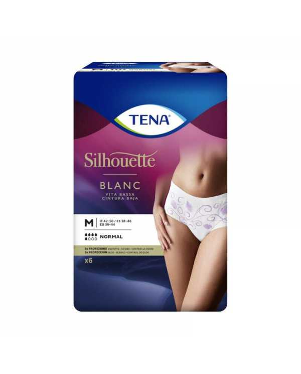 TENA Silhouette Blanc Mutandine Assorbenti A Vita Bassa Normal M 6 Pezzi  Tena