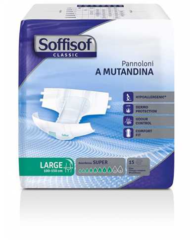 SOFFISOF Classic Pannoloni A Mutandina Plus Large 15 Pezzi  Soffisof