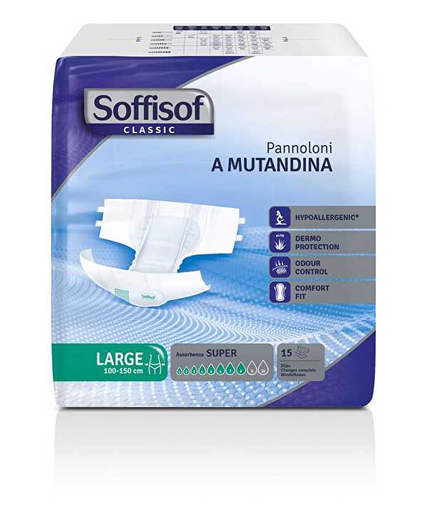 SOFFISOF Classic Pannoloni A Mutandina Plus Large 15 Pezzi  Soffisof