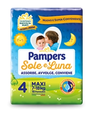 PAMPERS Sole&Luna Taglia 4 7/18kg 18 Pezzi 925891261 Pampers