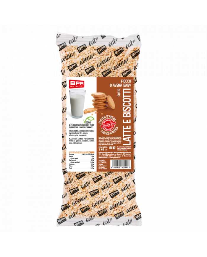 BPR NUTRITION Fiocco Avena Aromatizzato Latte e Biscotti 1 Kg 8033406801447 BPR nutrition