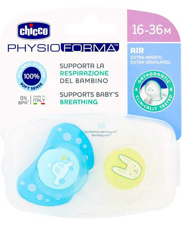 CHICCO Succhietto Air Boy Silicone 16-36 m 2 pz 970801977 Chicco