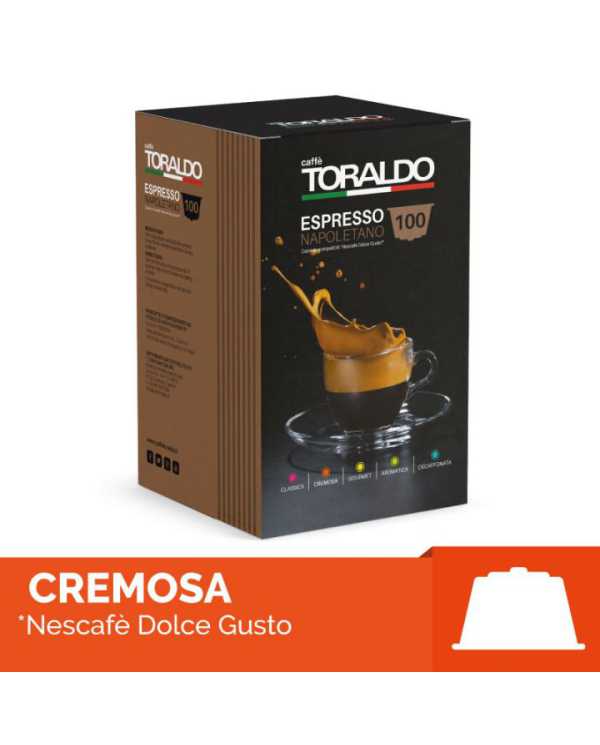CAFFE' TORALDO Espresso Napoletano Miscela Cremosa Compatibile Con Nescafè Dolce Gusto 100 Capsule
