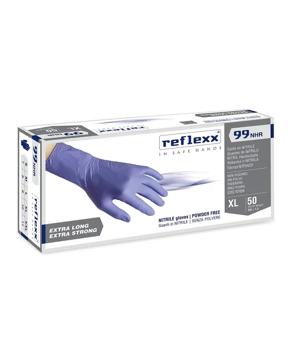 Guanti monouso in Nitrile senza polvere High Risk 99 Reflexx taglia XL